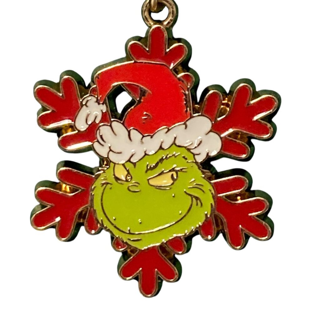 The Grinch Christmas Necklace & Earrings Set Dr. Seuss Santa Hat Snowflake